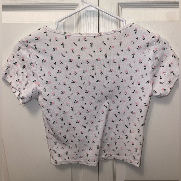 Ditsy floral print button up crop top Small - Picture 2 of 3